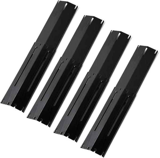 DELSbbq Universal Adjustable Grill Heat Plate Replacement for Gas Grill, Porcelain Steel Heat Plate Shield, Flavorizer Bar, Extends from 11.75" up to 21" L (Pack of 4)