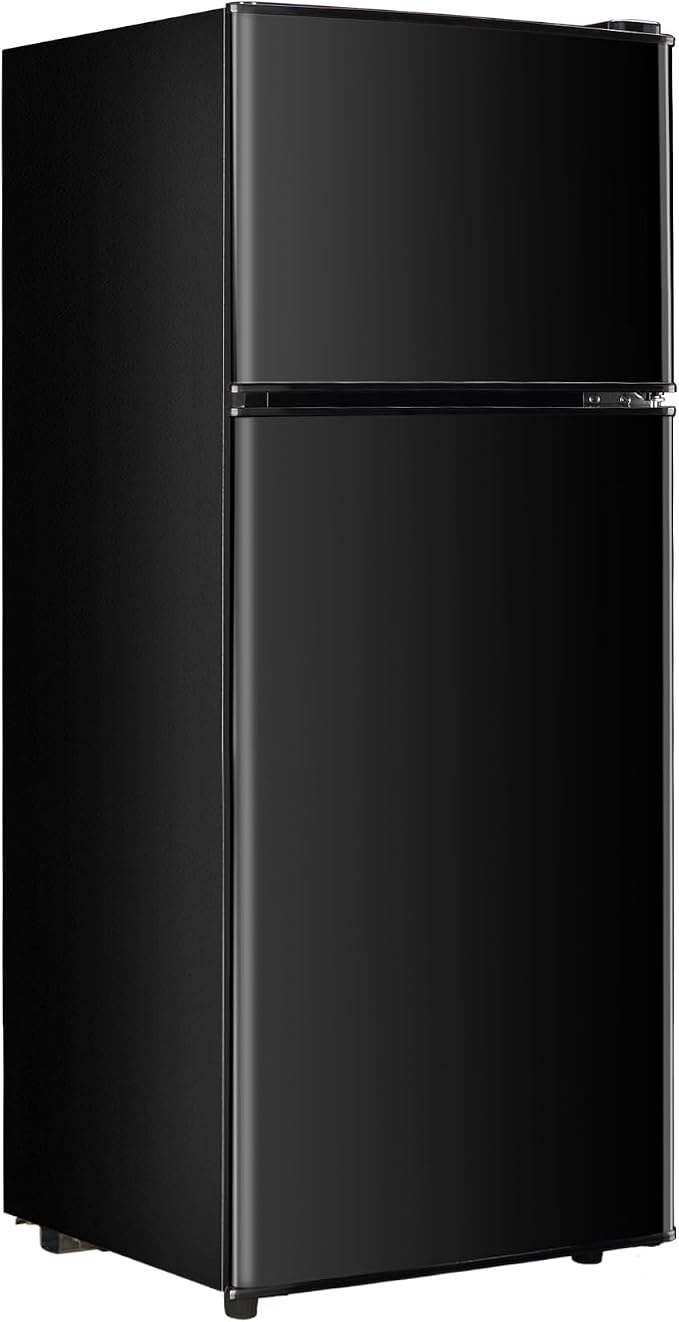 Dorm Fridge with Freezer Small Refrigerator 3.5 Cu. Ft. 7-Level Temperature | Mini Fridge with Freezer for Apartment, 7 Temperature Adjustable Apartment Size Fridge for Kichen, College, RV, Office, Black