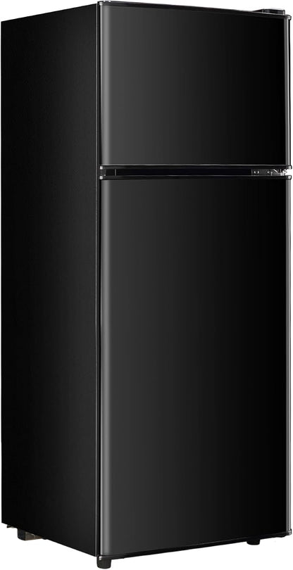 Dorm Fridge with Freezer Small Refrigerator 3.5 Cu. Ft. 7-Level Temperature | Mini Fridge with Freezer for Apartment, 7 Temperature Adjustable Apartment Size Fridge for Kichen, College, RV, Office, Black