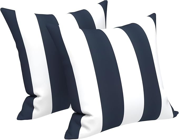 LVTXIII 2 Pack Outdoor Throw Pillow Covers for Patio Furniture, 16x16 Inch Square Pillow Case, Water-Repellent Cushion Covers for Garden, Porch, Sofa, Cabana Navy