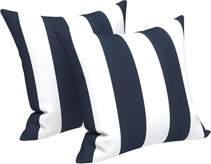 LVTXIII 2 Pack Outdoor Throw Pillow Covers for Patio Furniture, 16x16 Inch Square Pillow Case, Water-Repellent Cushion Covers for Garden, Porch, Sofa, Cabana Navy