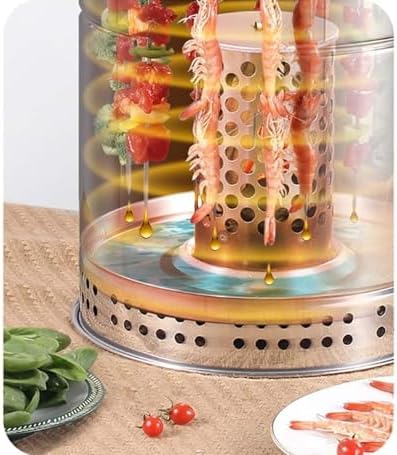 BBQ Hanging Stove Charcoal Barrel BBQ Grill BBQ Hanging Stove Stainless Steel BBQ Grill Mesh Barrel with 20pcs Kabob Skewers Rolling Grilling Basket Camping Barbecue Rac(Size:Double Layer,Co