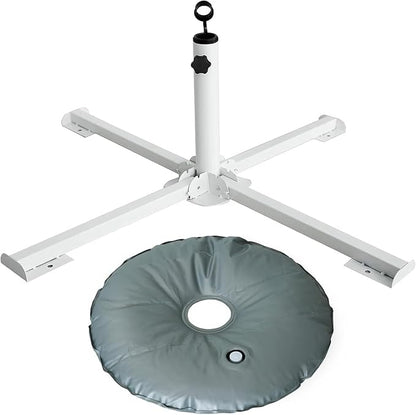 AMMSUN Foldable Portable Beach Umbrella Stand, Patio Umbrella Base Holder | Outdoor Sunshade Anchor, with Weight Bag, Rust-Free Tempered Iron Umbrella Stand for Courtyard, Garden, Beach, Lawn, Fishing