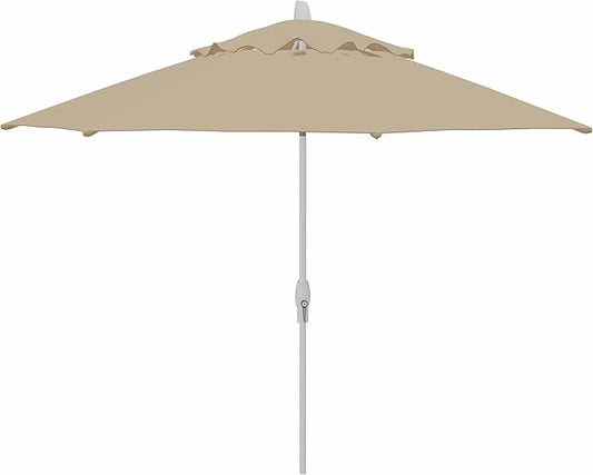 Treasure Garden 11ft Patio Umbrella – Outdoor Market Umbrella – Deluxe Auto-Tilt – White Aluminum Frame (O’bravia, Khaki)