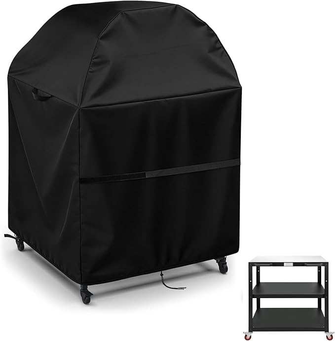 Outdoor Pizza Oven Table Cover for Feasto Large Movable Pizza Oven Table, Waterproof Outdoor Grill Table Covers Pizza Oven Stand Covers (Cover Only) - 37''Lx29''Wx52''H / 92x72x132 cm, Black
