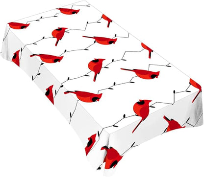 TKS MITLAN Cardinal Bird Tablecloth 60x84 Inch Rectangular Red Birds on Branches Oblong Table Cloth Kitchen Table Decorations for Home Dinner Party