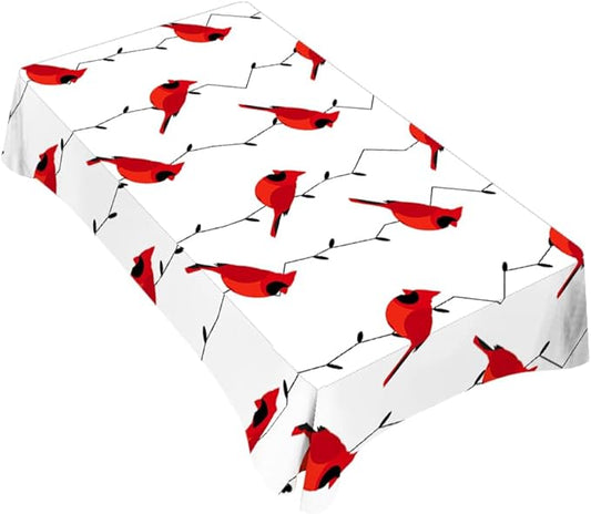 TKS MITLAN Cardinal Bird Tablecloth 60x84 Inch Rectangular Red Birds on Branches Oblong Table Cloth Kitchen Table Decorations for Home Dinner Party