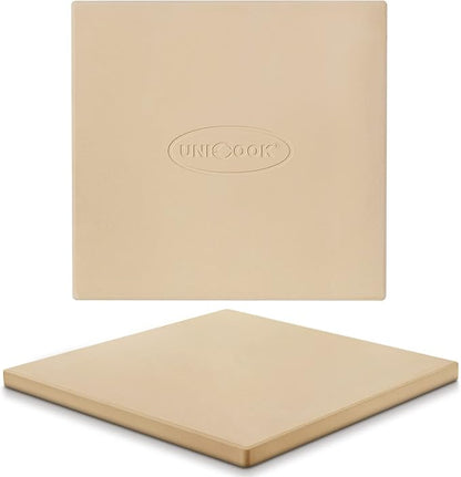 Unicook Pizza Stone for Oven and Grill, 12 inch Square Bread Baking Stone, Cordierite Baking Pan, Thermal Shock Resistant, Making Crispy Crust Pizzas, Bread, Cookie and More