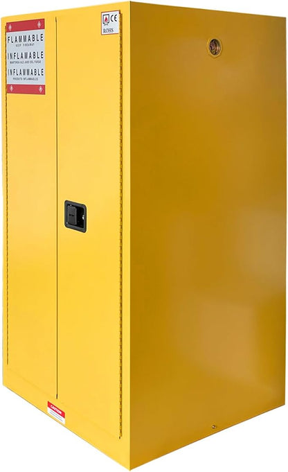 Hazardous Flammable Safety Storage Cabinet 34"x34"x65" Fire Proof Lockers | 65~90 Gallon Safe, Double-Wall Steel, Dual Manual Locks, 2 Adjustable Galvanized Shelves, For Gasoline Liquid Fuel Chemical