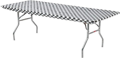 6' Rectangle Plastic Table Covers 30" x 72", Bundle of 5 (Black & White Check)