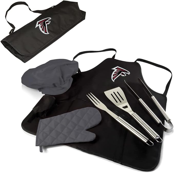 Picnic TIME BBQ Apron Tote Pro Grill Set, (Black with Gray Accents)