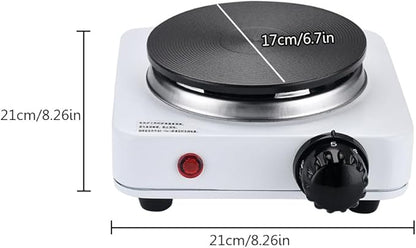 Compact and Portable Countertop Burner- Countertop Double Cast Iron Burner 2000 Watts Electric Hot Plate Temperature Controls White
