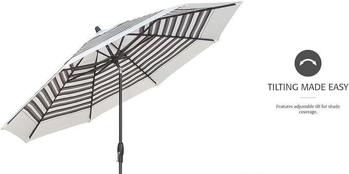 Treasure Garden Deluxe Auto-Tilt Octagon Market Umbrella, 11ft - Outdoor Patio, Deck, Pool, Backyard Stand Alone Umbrella - Heavy Duty w/Bronze Frame & Obravia2 Fabric (Sand)