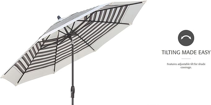 Treasure Garden Deluxe Crank-Tilt 9-FT Octagon Market Umbrella - Outdoor Patio, Deck, Pool, Backyard Stand Alone Umbrella - Heavy Duty w/Bronze Frame & Obravia Fabric (Khaki)