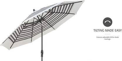 Treasure Garden Deluxe Crank-Tilt 9-FT Octagon Market Umbrella - Outdoor Patio, Deck, Pool, Backyard Stand Alone Umbrella - Heavy Duty w/Bronze Frame & Obravia Fabric (Khaki)