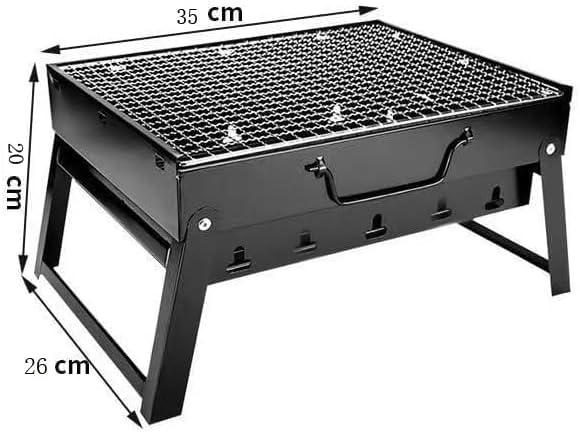 Charcoal Grill, BBQ Grill Folding Portable smoker, Barbecue Mini Barbecue desk Tabletop Outdoor Grill for Camping Picnics Garden Beach Party, black