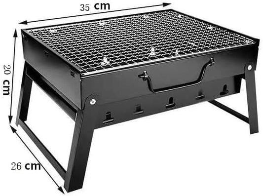 Charcoal Grill, BBQ Grill Folding Portable smoker, Barbecue Mini Barbecue desk Tabletop Outdoor Grill for Camping Picnics Garden Beach Party, black