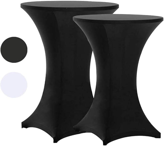 Tina 2 Pack 24x43 Inch Highboy Spandex Cocktail Table Covers Black, Cocktail Table Spandex Covers, Fitted Stretch Cocktail Table Tablecloth for Round Tables (2PC 24X43 Black)