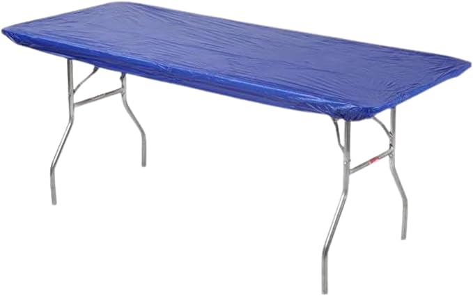 6' Rectangle Plastic Table Covers 30" x 72", Bundle of 5 (Royal Blue)