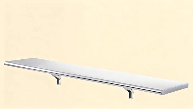 Concession Shelf 60"L x 14"W，22 gauge ASTM 304 Stainless Steel Folding Serving Food Shelf ，Wall Mount Shelving , Stainless Steel Shelf For Food Truck, grill area,BBQ working table, Restaurant .NSF