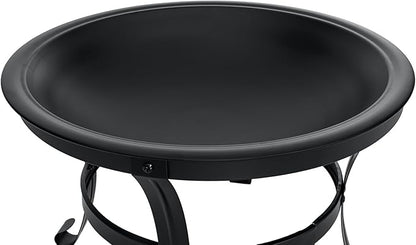 SINGLYFIRE 22 inch Fire Pit for Outside Outdoor Wood Burning Small Bonfire Pit Steel Firepit Bowl for Patio Camping Backyard Deck Picnic Porch,with Spark Screen,Log Grate,Poker