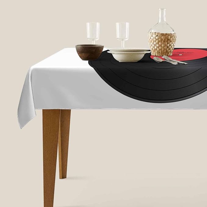 TKS MITLAN Vinyl Record Tablecloth 60x84 Inch Rectangular Music Disk Modern Classic Oblong Table Cloth Kitchen Table Decorations for Home Dinner Party