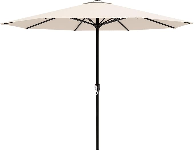 AreShark 12 FT Patio Umbrella for Outdoor, Outdoor Table Umbrella with Crank, Outdoor Patio Umbrellas with 8 Sturdy Ribs, Patio Umbrellas for Market, Garden, Pool (Cream White)