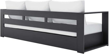Modway Tahoe Aluminum Outdoor Patio Sofa in Gray White