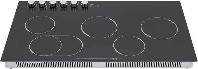DYNAMI 5-Burner Electric Cooktop,Electric Ceramic Stove Top,Countertop/Built-in Stove w/5 Power Levels & Timer,Overheat Protection,Waterproof and Oil-resistant Microcrystalline Panel,No Plug