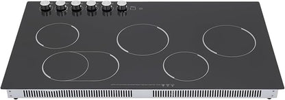 DYNAMI 5-Burner Electric Cooktop,Electric Ceramic Stove Top,Countertop/Built-in Stove w/5 Power Levels & Timer,Overheat Protection,Waterproof and Oil-resistant Microcrystalline Panel,No Plug