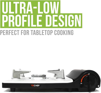 TECHEF - Stovetop Korean BBQ Non-Stick Grill Pan with Agni Portable Gas Stove Burner, Made in Korea (Grill Pan w Stove)