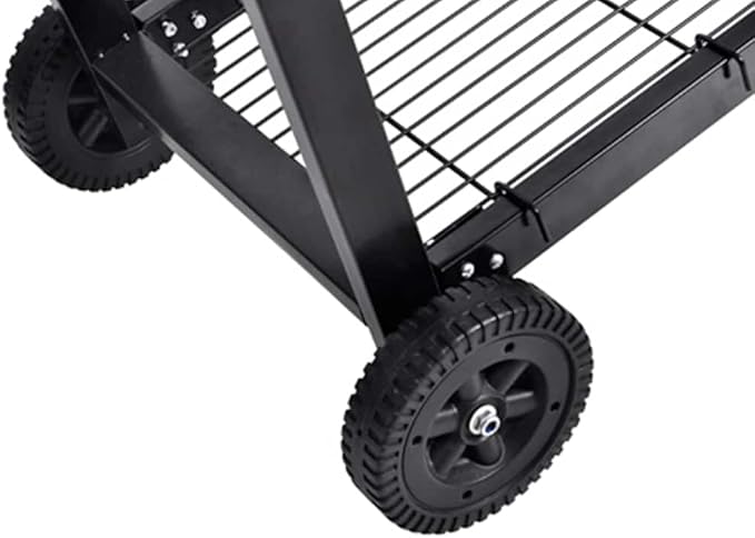 Charcoal Barbecue Grill with Wheels, Heavy Duty Steel BBQ Smoker for Outdoor Cooking, Garden Patio Camping Coal Grill with Bottom Storage Shelf