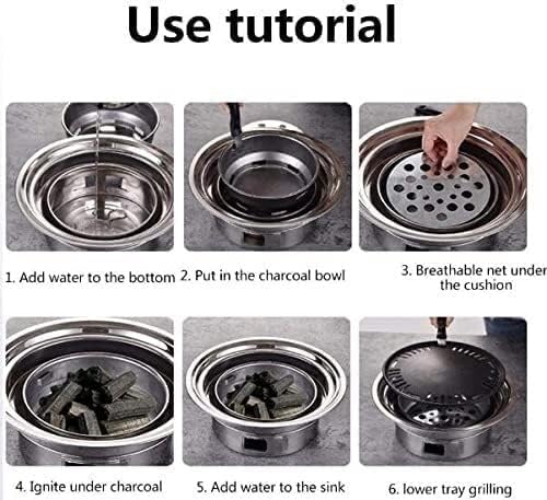 IRYZE Portable Charcoal Grill Outdoor BBQ Grill Portable Camping Charcoal Grill Stainless Steel Reusable Grill for Terrace Indoor Outside BBQ Grill for Outdoor (Size : 40x13.5cm)