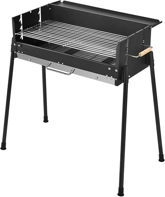 Ergocar Charcoal Barbecue Grill - Foldable No Assembly Required Thickened Stainless Steel Windproof Three-Level Temperature Control, Built-In Seasoning Tray, Suitable For Five Or More Persons