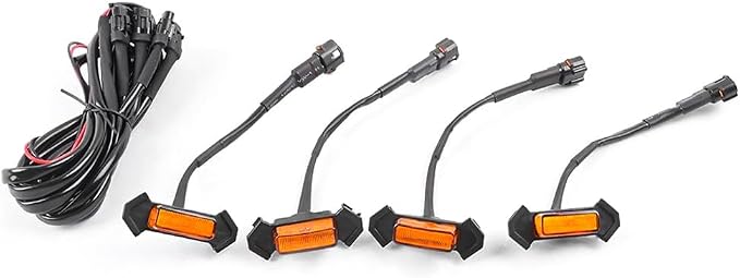 LED Amber Grille Light for TACOMA TRD 2016 2017 2018, Center Grill Running Light, 4PCS Bulbs with Waterproof Connector Cables Kit and Fuse