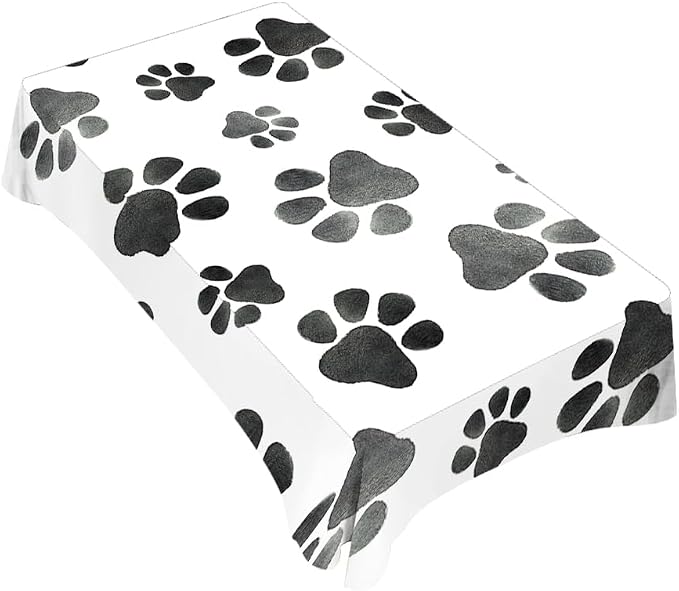 TKS MITLAN Dog Paws Cute Tablecloth 60x84 Inch Rectangular Animal Grey Footprints Oblong Table Cloth Kitchen Table Decorations for Home Dinner Party