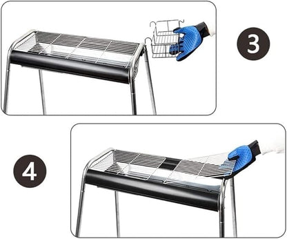 Charcoal Grill Portable BBQ Grill Large Charcoal Grill Folding Barbecue Grill Stainless Steel Camping Grill for Outdoor Picnic BBQ Grill(Gold)
