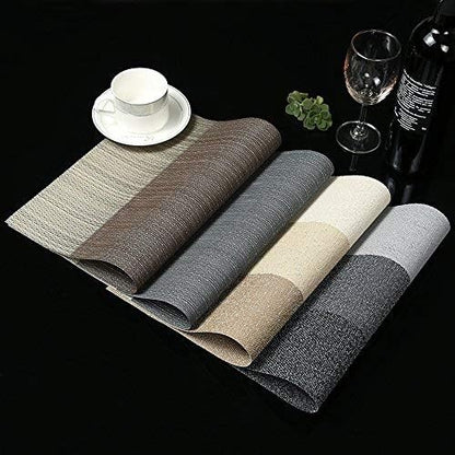 Zupro Placemats Set of 4 for Kitchen Dining Table Washable Braided Table Mats Heat-Resistant Placemats Non-Slip Woven PVC Vinyl Place Mats for Everyday use or Holidays Dinner 18"x12"(Grey)