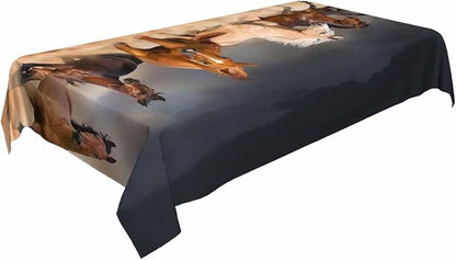 TKS MITLAN Horse Decorative Rectangle Tablecloth Horse Herd Run in Desert Sand Storm Polyester Table Cloths Kitchen Table Cover for Dining BBQ Picnic Coffee Table 60 x 84 Inch 6-8 Seats