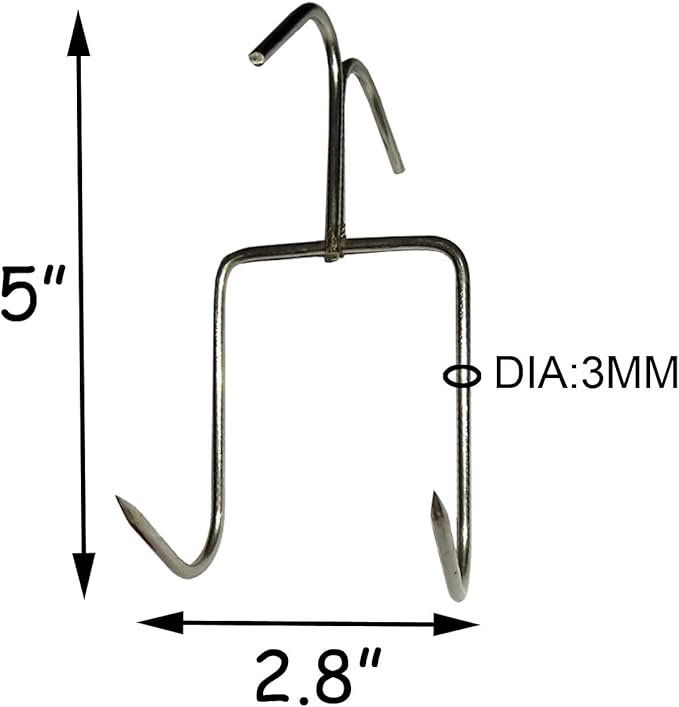 TIHOOD 4Pack Smoker Hooks - Stainless Steel Bacon Hanger, Roast Duck Hooks, Meat Hangers for Smoking, Hanging Bacon Hams, BBQ Grill