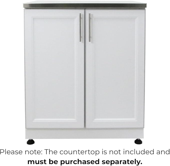 Blue Sky Outdoor Living, OKC3026WSD2W, White Shaker 2-Door Outdoor Kitchen Cabinet – Weather-Resistant Galvanized Steel Modular Base – Durable Patio and Backyard Storage