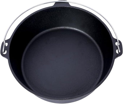 Hibachi Grill Outdoor, Homonova 2 in 1 Pre-Seasoned Cast Iron Dutch Oven with Skillet Lid, Portable Charcoal BBQ for Outdoor Cooking, Camping Fireplace Deep Pot with Leg Base (4.5 Quart)