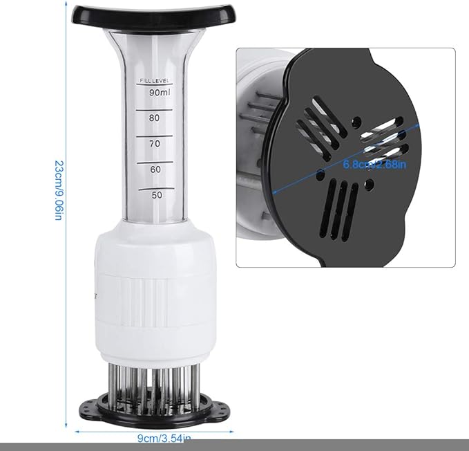Stainless steel Marinade Meat Injector, Marinade Tenderizer Injector Needle Flavor Syringe Cooking Meat Poultry Turkey Chicken BBQ