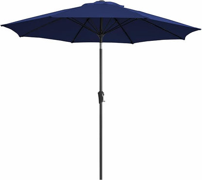 JEAREY 9FT Outdoor Patio Umbrella,Market Table Umbrella with 8 Fiberglass Ribs, Pool Umbrella with Tilt and Crank, UV Protection Lightweight & Wind-Resistant for Lawn, Garden, Deck and Backyard, Navy