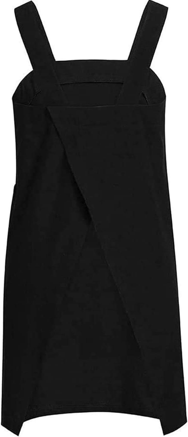 TBA Cotton Linen Apron Cross Back Apron for Women with Big Pockets Square Pinafore Dress for Baking Cooking BBQ & Grill