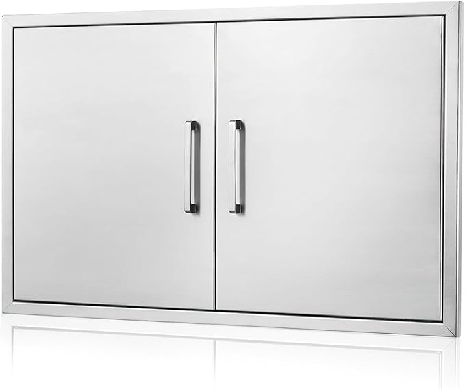 Outdoor Kitchen Doors- 36" W x 21" H - Stainless Steel BBQ Double Access Door,Flush Mount for Outdoor Kitchen and BBQ Island