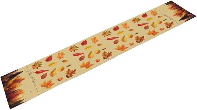 Maple Leaves Fall Forest Table Runner Seasonal Autumn Tree Kitchen Dining Table Decoration for Home Kitchen Table Decor Dining Coffee Room Party Decor 13x60in