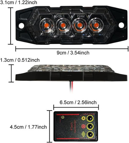 Ultra-Bright 12-24V Car Network Light - One to Four Clip Type Grill Light with LED Beacon Lamp (White)