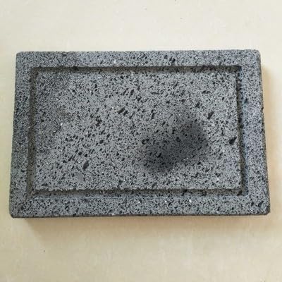 Lava stone cooking shingles, flat, open grooves, 8 "x 12", lava cooking stone pizza, meat, seafood and vegetables. Outdoor steak barbecue. Camping grill net, grill pan, Korean grill