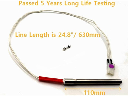 Firsgrill 1-Pack Hot Rod Igniter Kit Replacement for Traeger, Pit Boss, Camp Chef Wood Pellet Grills with 200W 110/120V Ignitor